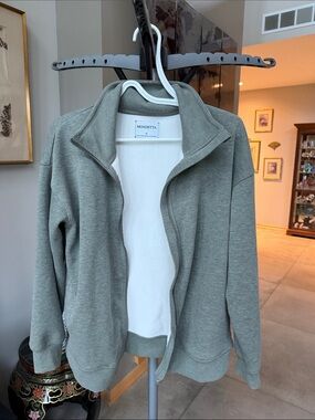 Mondetta Women's Heathered Full-Zip Fleece Jacket- Sage Color - Size Medium